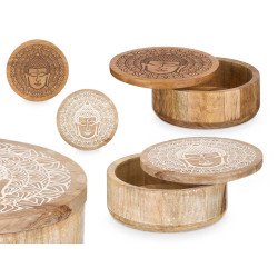 ROUND BOX BUDDHA LID ASSORTED 2 COLOURS