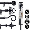 BARRE A RIDEAU NOIR 170-320CM ASS 4 POIN