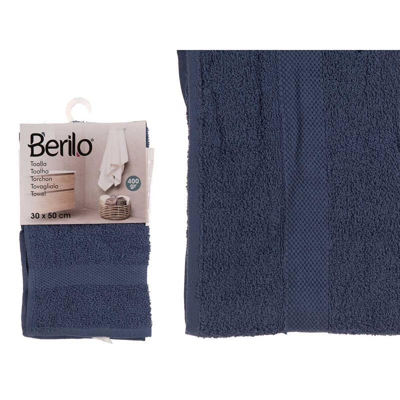 SERVIETTE LISSE 30X50 BLEU FONCE