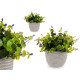 GREEN PLANT LILAC FLOWER WITH GREY POT 