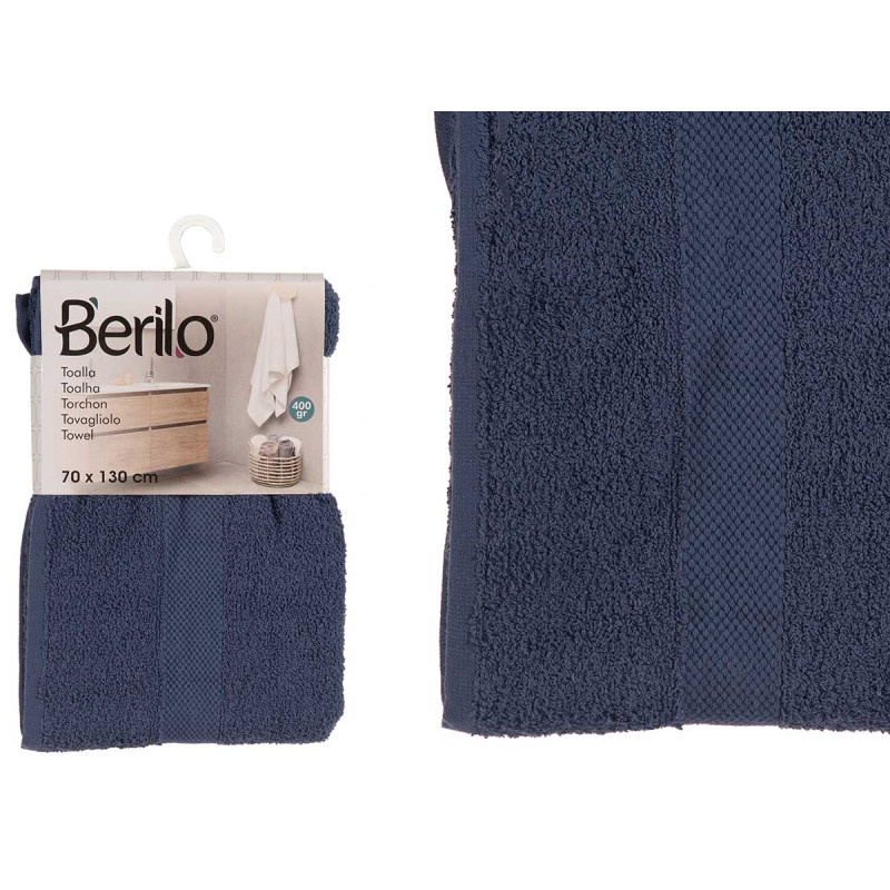 SERVIETTE LISSE 70X130 BLEU FONCE