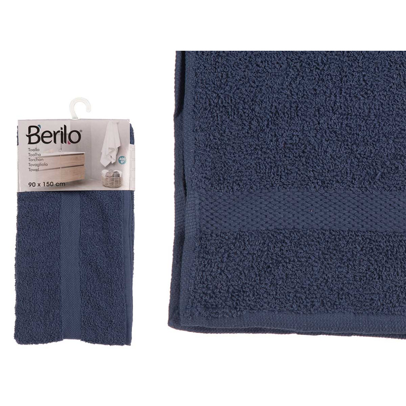 SERVIETTE LISSE 90X150 BLEU FONCE