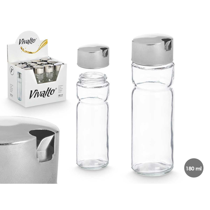 HUILIER EN VERRE AVEC BOUCHON EN METAL 180ML