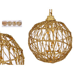 SET 4 BOLAS ORO TROQUELADAS NAVIDAD 6CM