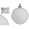SET 6 BOLAS NAVIDAD PELO BLANCO 5CM