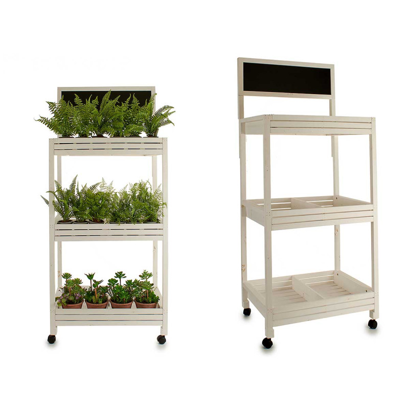 CHARIOT BOIS 3 ETAGERES TABLEAU BLANC