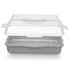 SQUARE CAKE HOLDER WITH GREY HANDLE
