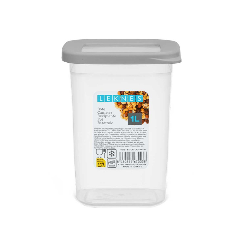 BARATTOLO QUADRATA TAPPO GRIGIO 1L 