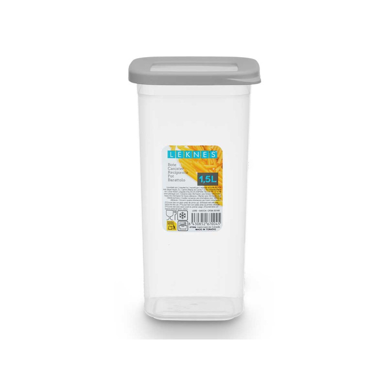 BARATTOLO QUADRATO TAPPO GRIGIO 1,5L