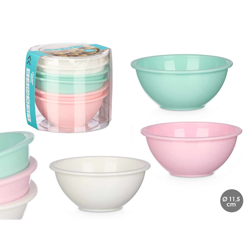 SET 6 BOWLS ASSORTED 3 COLORS 300ML