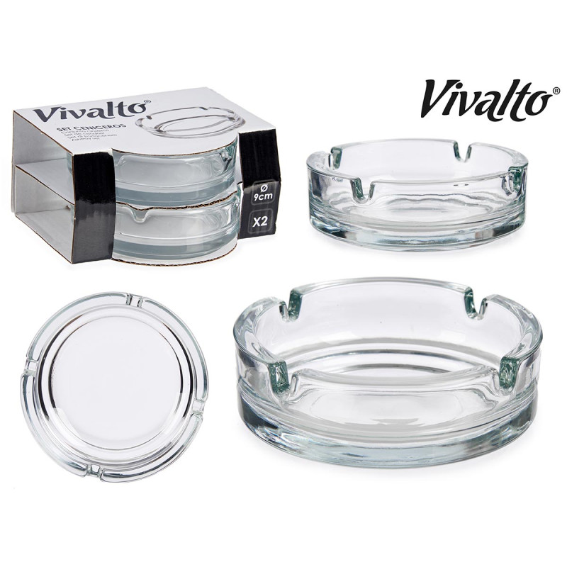 SET 2 CENDRIER VERRE GRAND 10,5CM 