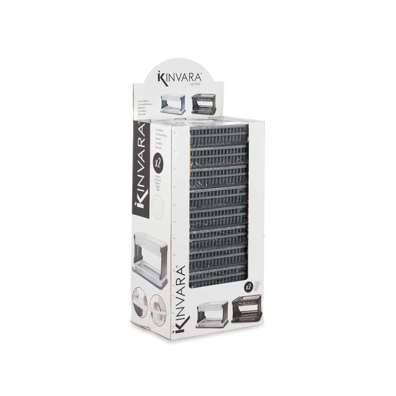 ÉGOUTTOIR PLASTIQUE 2 ÉTAGES RATTAN GRI