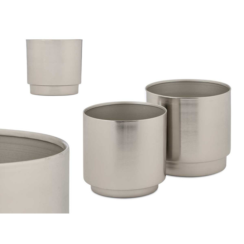 CONJ 2 VASOS PRATEADOS