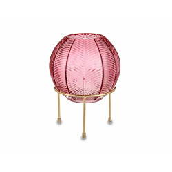 JARRON BOLA CRISTAL ROSA BASE METAL ORO