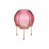 VASO PALLA DI CRISTALLO ROSA BASE METALLO ORO