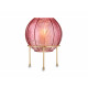 VASE BOULE VERRE ROSE BASE METAL OR 