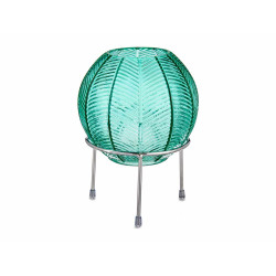 VASO PALLA DI CRISTALLO BLU BASE METALLO ARGENTO
