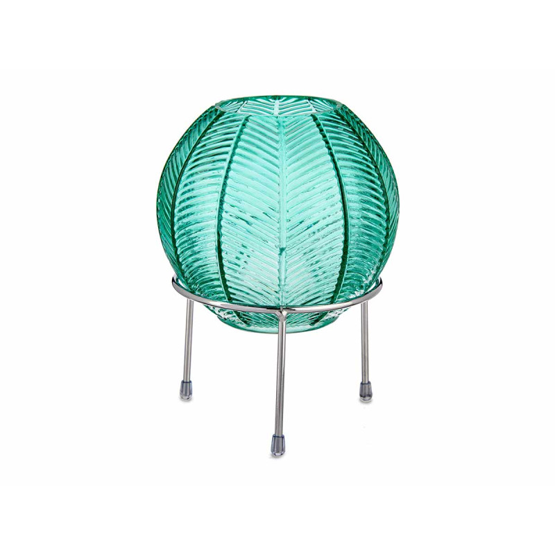 VASO PALLA DI CRISTALLO BLU BASE METALLO ARGENTO