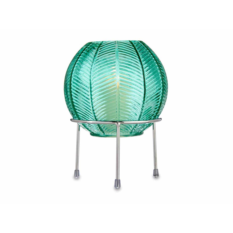 VASO PALLA DI CRISTALLO BLU BASE METALLO ARGENTO