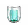 BASE CANDELA CRISTALLO GABBIA BLU METALLO ARGENTO