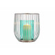 BASE CANDELA CRISTALLO GABBIA BLU METALLO ARGENTO