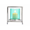 BASE VELA CRISTAL CUAD AZUL METAL PLATA PEQ
