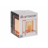 SMALL AMBER GLASS SQUARE COPPER METAL CANDLE BASE 