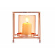 BASE BOUGIE VERRE CARRE AMBRE METAL CUIVRE PET 