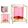 BASE BOUGIE VERRE CARRE ROSE METAL OR GRD 