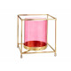 BASE BOUGIE VERRE CARRE ROSE METAL OR GRD 