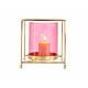 BASE BOUGIE VERRE CARRE ROSE METAL OR GRD 