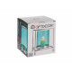 BASE VELA VIDRO QUADRAD AZUL METAL PRATEADO GRD