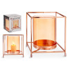 BASE BOUGIE VERRE CARRE AMBRE METAL CUIVRE GRD 