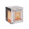 BASE BOUGIE VERRE CARRE AMBRE METAL CUIVRE GRD 
