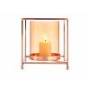 BASE BOUGIE VERRE CARRE AMBRE METAL CUIVRE GRD 