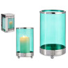 BASE CANDELA CRISTALLO CILIND BLU METALLO ARG PICC