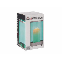 BASE CANDELA CRISTALLO CILIND BLU METALLO ARG PICC