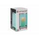 BASE  BOUGIE VERRE CYLIND BLEU METAL ARGENT PET 