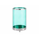 BASE BOUGIE VERRE CYLIND BLEU METAL ARGENT GRD