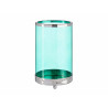 BASE BOUGIE VERRE CYLIND BLEU METAL ARGENT GRD