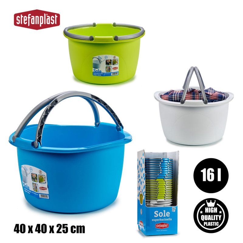 CESTA PLASTICA ROTONDA 16L C/MANICI ASS 3