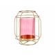 BASE BOUGIE VERRE LANTERNE ROSE METAL OR 