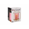 BASE VELA VIDRO LANTERNA ROSA METAL ORO