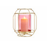 BASE VELA VIDRO LANTERNA ROSA METAL ORO