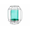 BASE VELA VIDRO LANTERNA AZUL METAL PRATEADO 