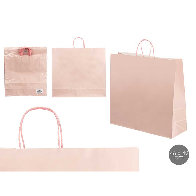 SAC EN PAPIER ROSE PALE GRAND 46X49CM