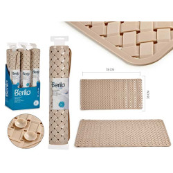 TAPETE RETANGULAR TRANÇADO PVC 78X38 CM BEGE 