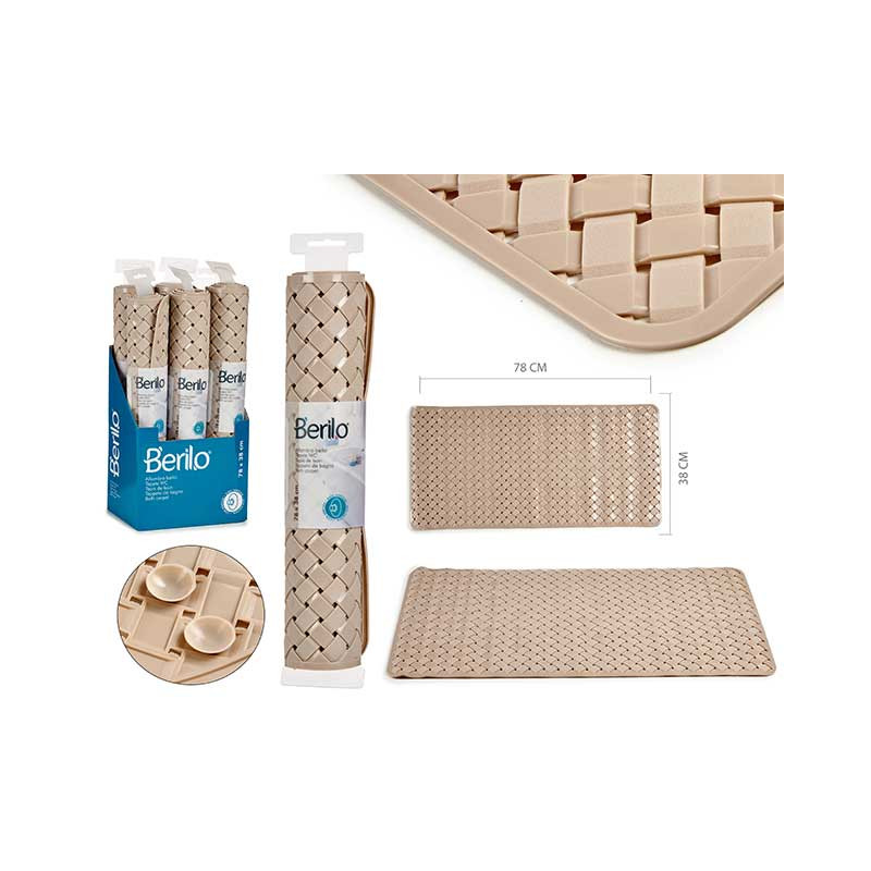 RECTANGULAR BRAIDED CARPET PVC 78X38 CM BEIGE