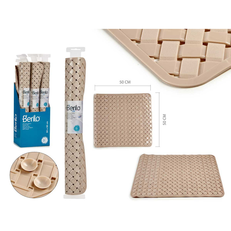 PLAITED SQUARE PVC CARPET 50X50CM BEIGE 