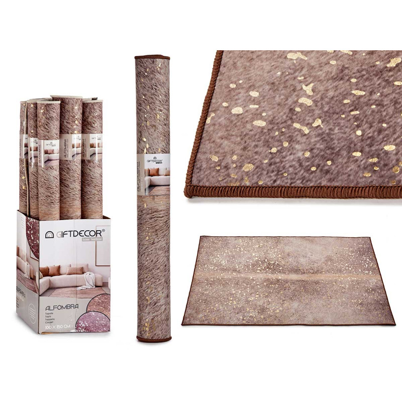 BROWN CARPET 100X150CM WITH GOLD STAINS 